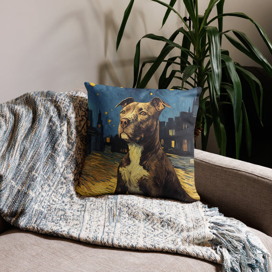 American Pit Bull Terrier A Starry Night Pillow Basic
