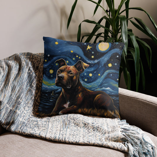American Pit Bull Terrier A Starry Night Pillow Basic
