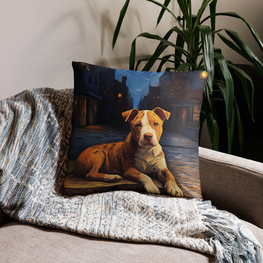 American Pit Bull Terrier Café Van Gogh Pillow Basic