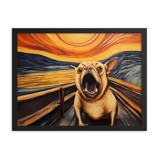 French Bulldog - The Scream  Framed Poster