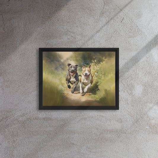 American Pit Bull Terrier On the Go Framed canvas