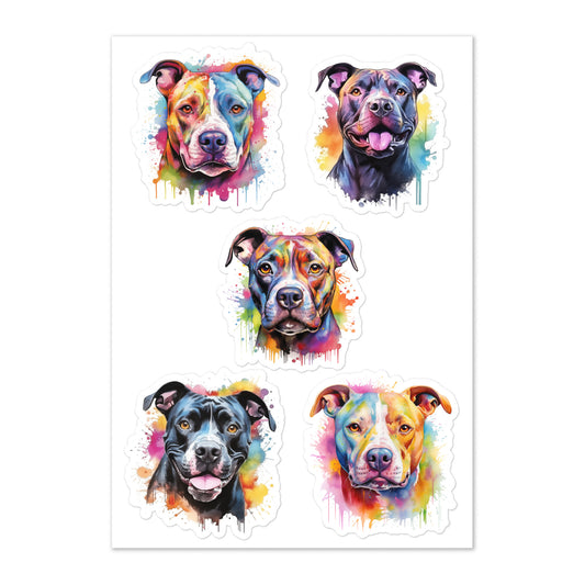 American Pit Bull Terrier Colorful Splatter Sticker Sheet