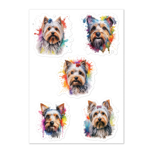 Biewer Terrier Colorful Splatter Sticker Sheet