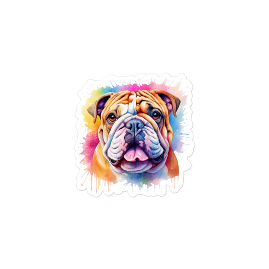 English Bulldog Colorful Splatter Sticker