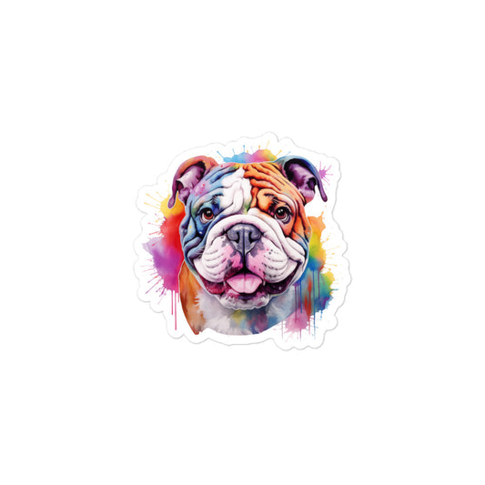 English Bulldog Colorful Splatter Sticker
