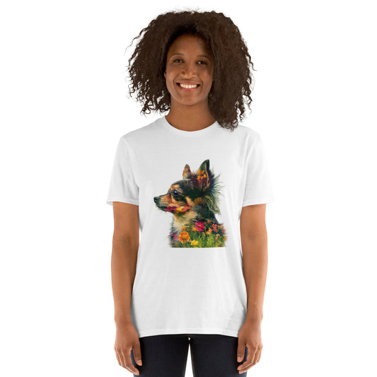 Chihuahua Double-Exposure Wildflowers T-Shirt