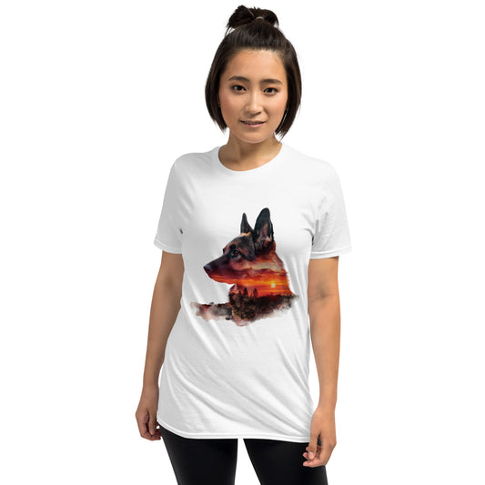 German Shepherd Double-Exposure Sunset T-Shirt
