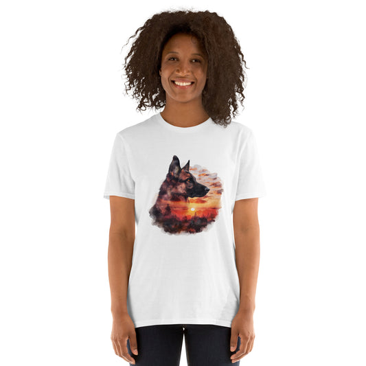 German Shepherd Double-Exposure Sunset T-Shirt