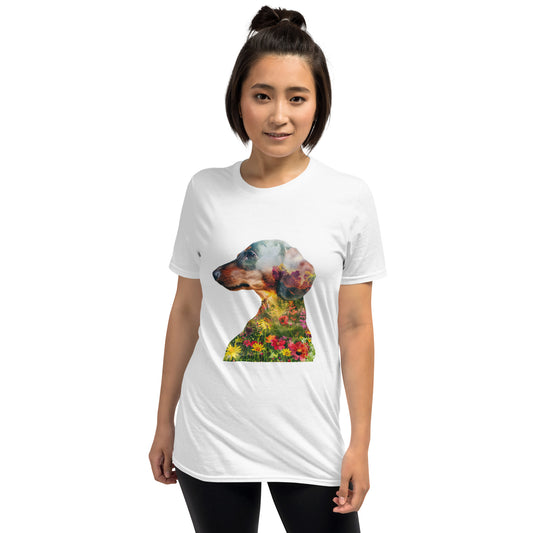 Dachshund Double-Exposure Wildflowers T-Shirt