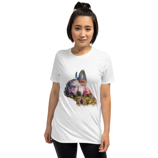 French Bulldog Double-Exposure Wildflowers T-Shirt
