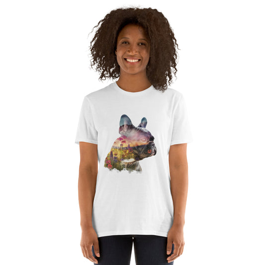 French Bulldog Double-Exposure Wildflowers T-Shirt