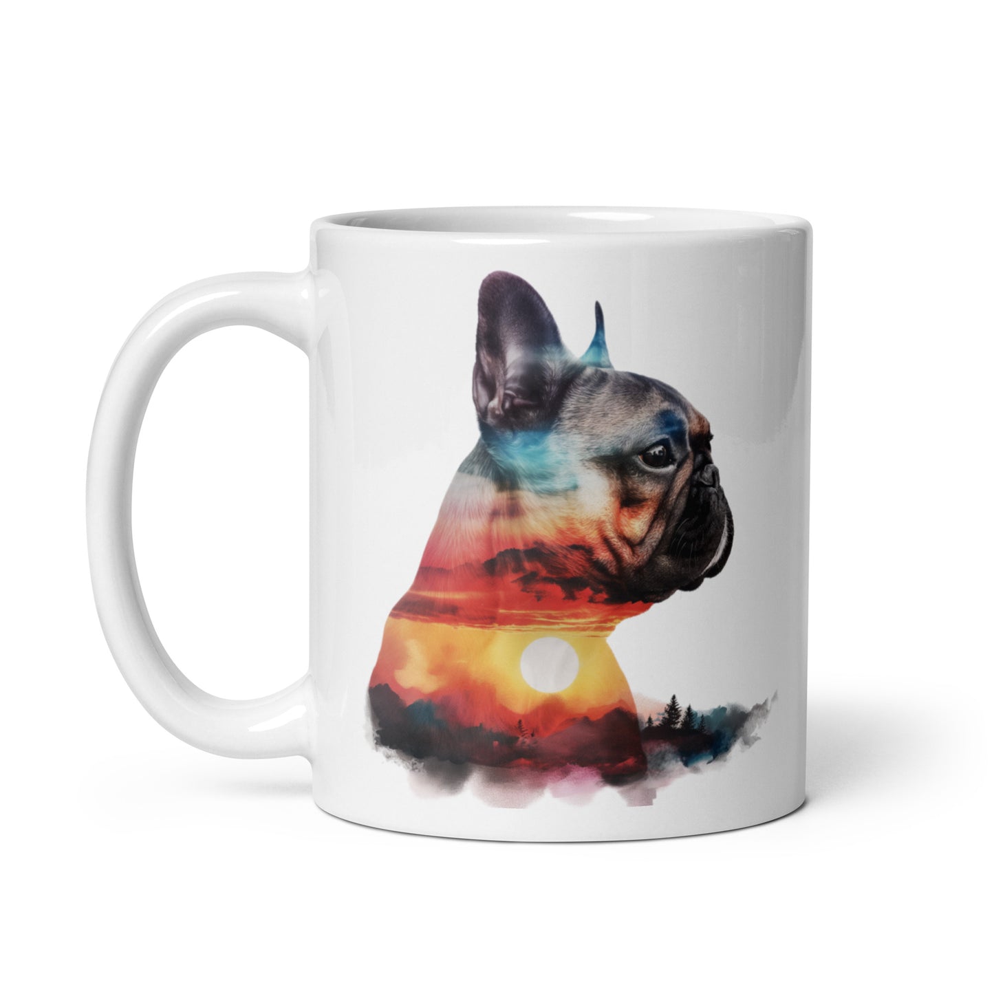 French Bulldog Double-Exposure Sunset Mug