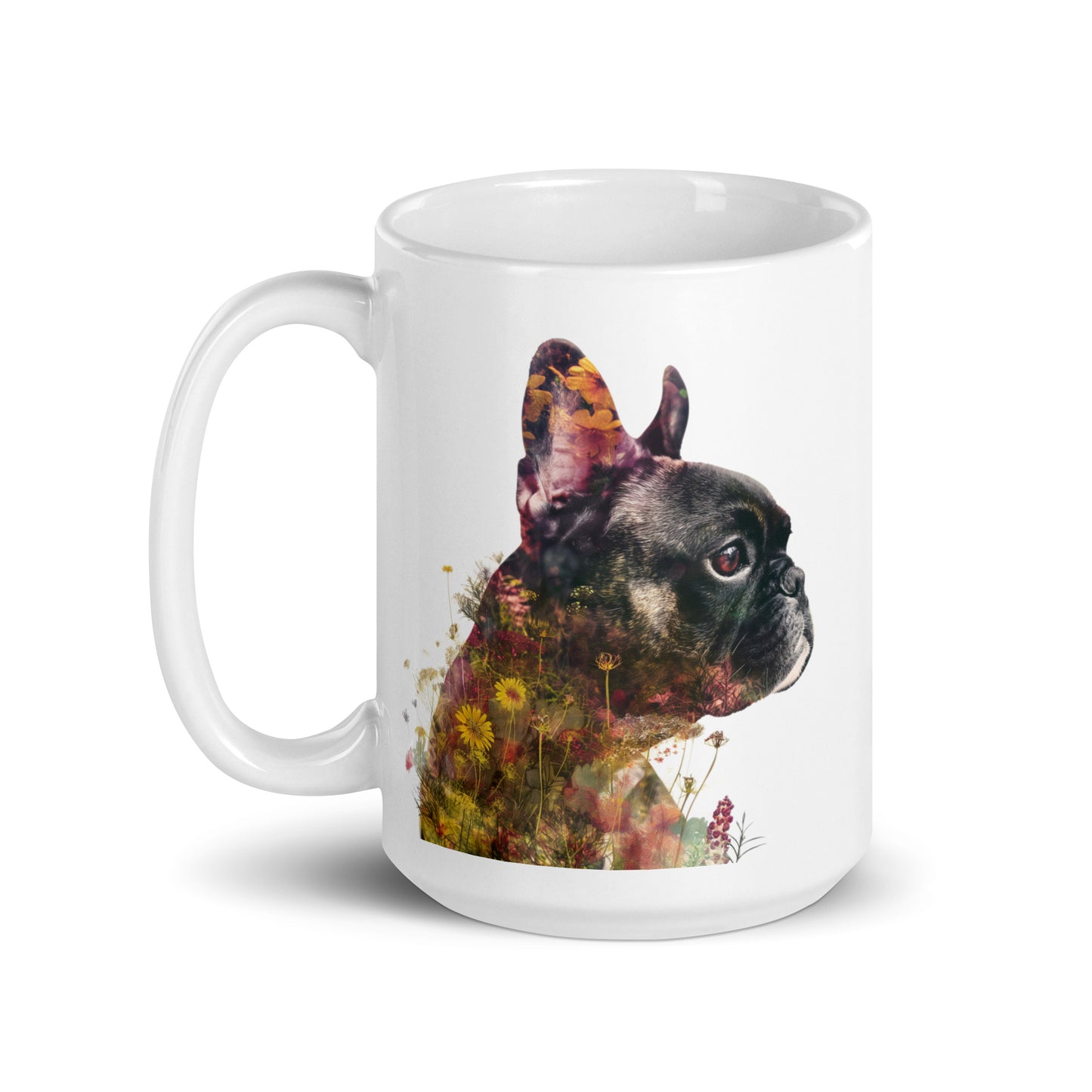 French Bulldog Double-Exposure Wildflowers Mug