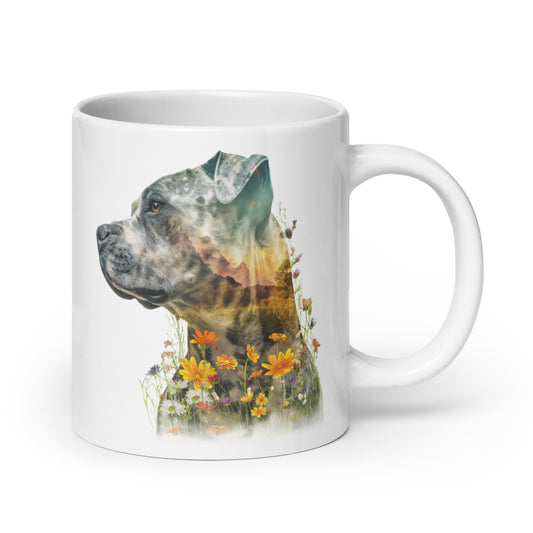 American Pit Bull Terrier Double-Exposure Wildflower Mug