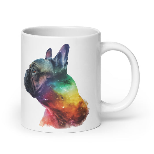 French Bulldog Double-Exposure Rainbow Galaxy Mug