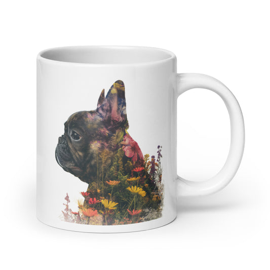 French Bulldog Double-Exposure Wildflowers Mug